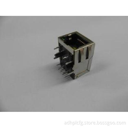 Single port 100M RJ45 Integrated Connector, Tab Down Magnet